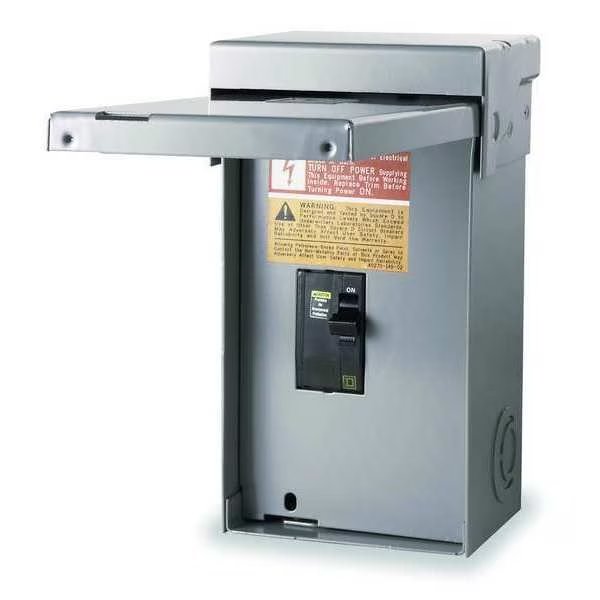 Single Throw Safety Switch, General Duty, 240V AC, 2PST, 100 A, NEMA 3R, Square D, Mfr#: QO2000NRB