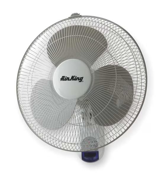16" Wall Mount Fan, Oscillating, 3 Speeds, 120VAC, Remote Control, Air King, Mfr#: 9046
