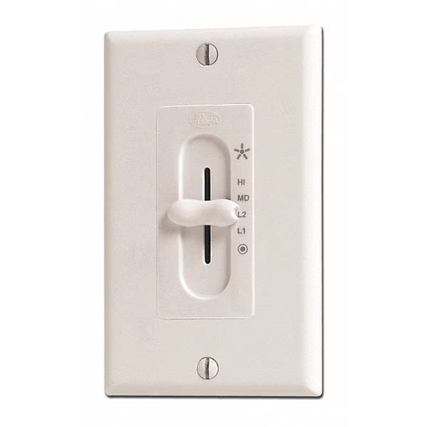 Fan Speed Control, White, Plastic, Wall, Hunter, Mfr#: 27181