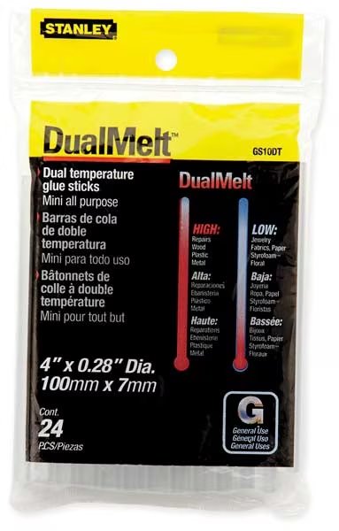 Wood Glue, Yellow, 1/4 in Dia, 4 in L, Not Specified Begins to Harden, 24 PK, Stanley, Mfr#: GS10DT