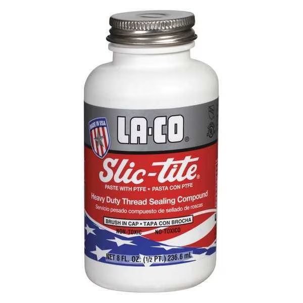 Pipe Thread Sealant 9.6 fl oz, Brush-Top Can, Slic-Tite, White, Paste, La-Co, Mfr#: 42019
