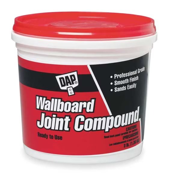 Wallboard Joint Compound, 3 lb, Tub, White, Wallboard, Dap, Mfr#: 10100