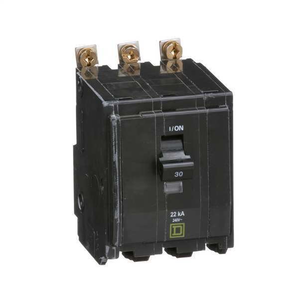 Miniature Circuit Breaker, QOB Series, 30A, 3 Pole, 120/240V AC, 22kA at 120/240V AC, Square D, Mfr#: QOB330VH