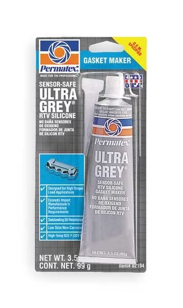 Rigid, High Torque RTV Silicone Sealant, 3.5 oz, Gray, Temp Range -65 to 500 Degrees F, Permatex, Mfr#: 82194