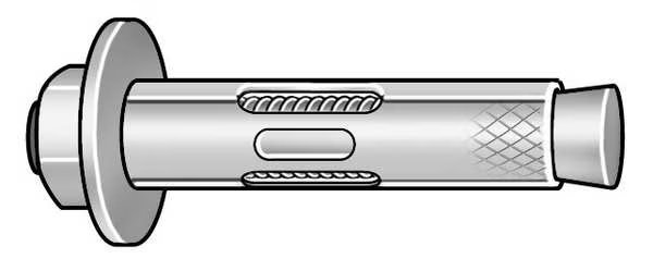 Dynabolt Sleeve Anchor, 1/2" Dia., 4" L, Carbon Steel Zinc Plated, 25 PK, Red Head, Mfr#: HN-1240