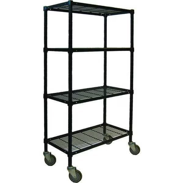 Wire Cart, 4 Shelf, 72x24x70, Black, EnjoyTool Select, Mfr#: 2HDK7