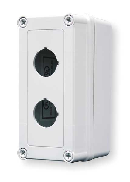 Pushbutton Enclosure, 30mm, 2 Hole, Plastic, Hoffman, Mfr#: VM733-PBS2