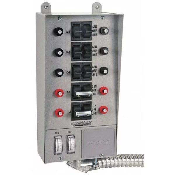 Manual Transfer Switch, 60A, 125/250V, Reliance Controls, Mfr#: 30310A