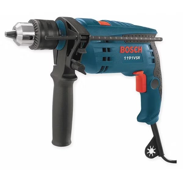 Hammer Drill Kit, 1/2", 7.0A, 0-48,000bpm, Bosch, Mfr#: 1191VSRK