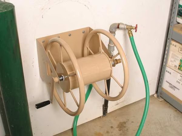 19 in L x 8 in W x 20 in H Wall Mount Garden Hose Reel For 200 ft L x 5/8 in I.D Hose, Steel, Tan, Liberty, Mfr#: 2LRK9