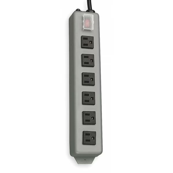 Outlet Strip, 15A, 6 Outlet, 15 ft, Gray, Tripp Lite, Mfr#: UL24RA-15