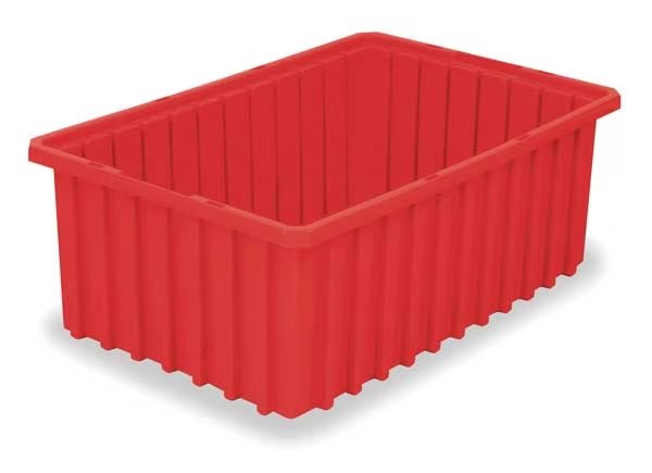 Divider Box, Red, Industrial Grade Polymer, 16 1/2 in L, 10 7/8 in W, 6 in H, Akro-Mils, Mfr#: 33166RED