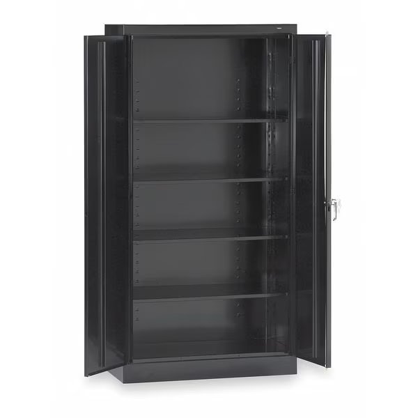 Stationary Storage Cabinet, 24 Gauge Steel, 72 in H x 36 in W x 24 in D, Black, Tennsco, Mfr#: 7224BK