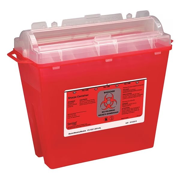 Sharps Container, 1-1/4 Gal., Rotor Lid, First Aid Only, Mfr#: M943
