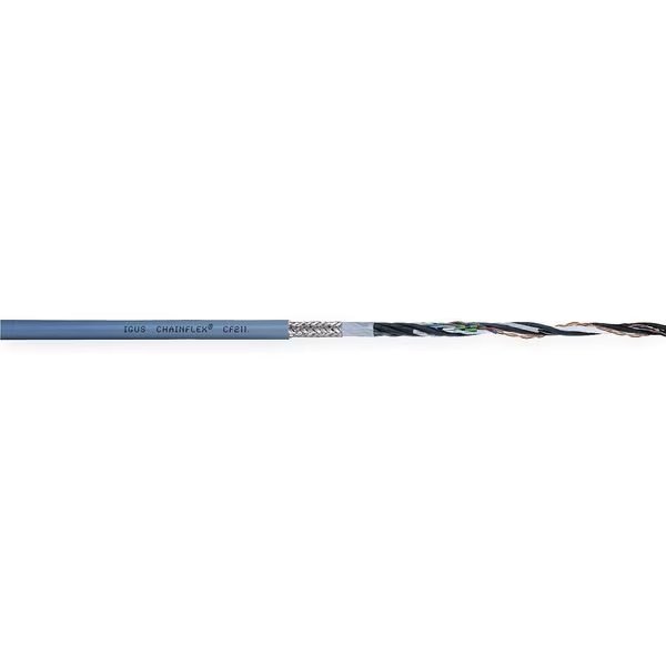 Shielded Continuous Flex Data Cable 2 pr Conductor GY, Chainflex, Mfr#: CF211-05-02-02-25