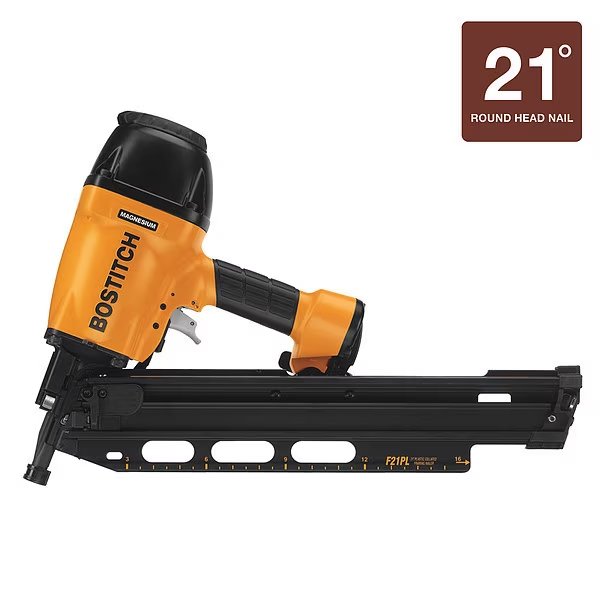 Air Framing Nailer, Full Rnd, 21 Deg, Plast, Bostitch, Mfr#: F21PL