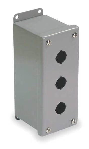 Pushbutton Enclosure, 30mm, 3 Holes, Steel, Wiegmann, Mfr#: PBXD3