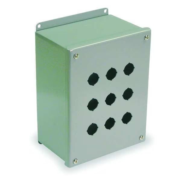 Pushbutton Enclosure, 22mm, 9 Holes, Steel, Wiegmann, Mfr#: PBGX9