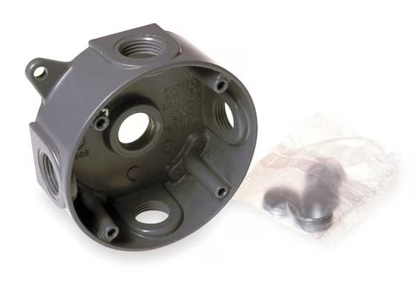 Weatherproof Electrical Box, 16 cu in, Splice Box Type, 2 Gang(s), Aluminum, Round Shape, Bell Outdoor, Mfr#: 5361-0