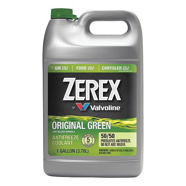 Antifreeze Coolant, Bottle, 1 gal, Ready to Use, Pre-Diluted 50/50, IAT, Ethylene Glycol, Green, Zerex, Mfr#: ZXRU1
