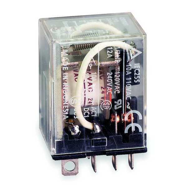 General Purpose Relay, 120V AC Coil Volts, Square, 8 Pin, DPDT, Omron, Mfr#: LY2N-AC110/120