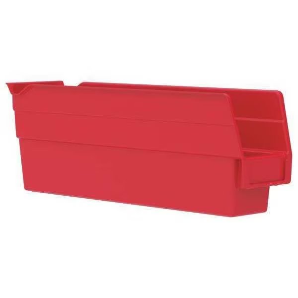 Shelf Storage Bin, Plastic, 2 3/4 in W, 4 in H, 11 5/8 in L, Red, Akro-Mils, Mfr#: 30110RED