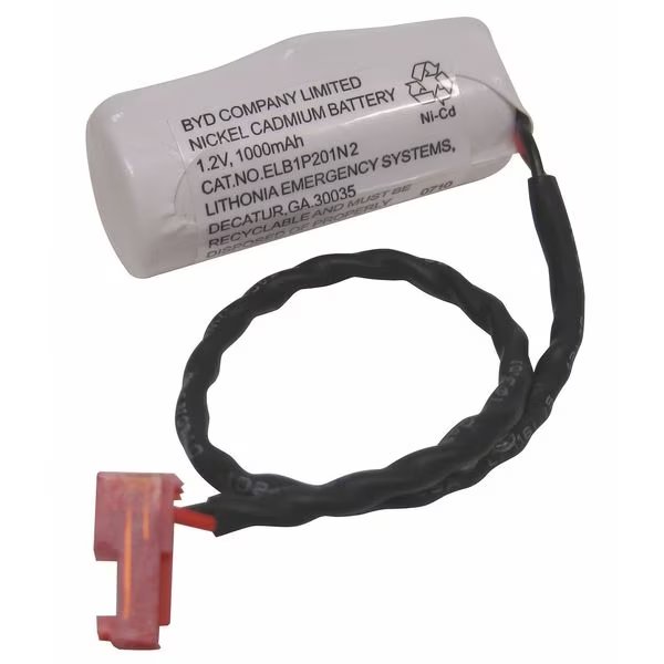 Battery, Nickel Cadmium, 1.2V, 1.2Ah, Lithonia Lighting, Mfr#: ELB 1P201NB