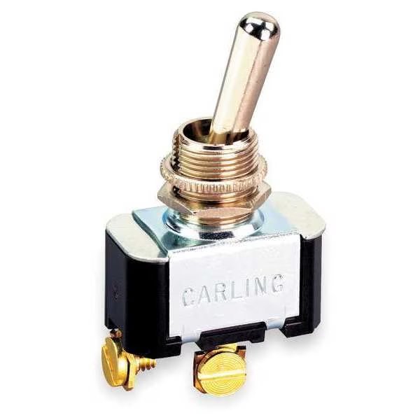 Toggle Switch, SPST, 2 Connections, On/Momentary Off, 3/4 hp, 10A @ 250V AC, 15A @ 125V AC, Carling Technologies, Mfr#: 6FA58-73
