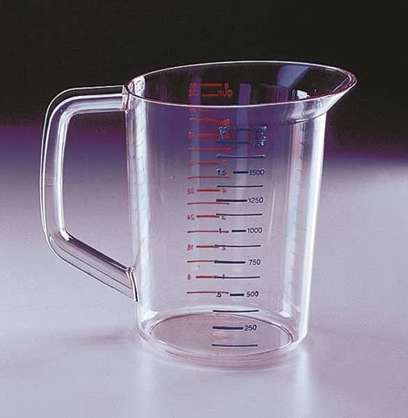 Polycarbonate Measuring Cup, 2 Quarts, Rubbermaid Commercial, Mfr#: FG321700CLR