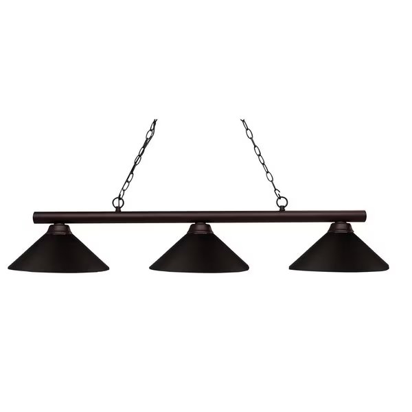 Shooter 3 Light Billiard Light, Bronze & Bronze, Z-Lite, Mfr#: 155-3BRZ-MBRZ