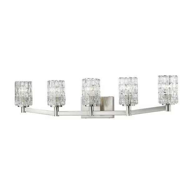 Aubrey 5 Light Vanity, Brushed Nickel & Clear, Z-Lite, Mfr#: 1931-5V-BN