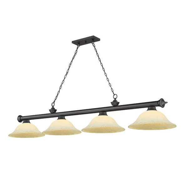 Cordon 4 Light Billiard, Bronze & Golden Mottle, Z-Lite, Mfr#: 2306-4BRZ-GM16