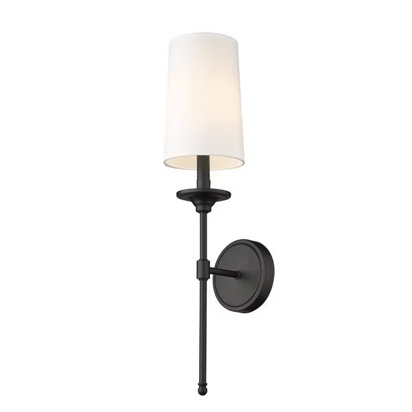 Emily 1 Light Wall Sconce, Matte Black & Off White, Z-Lite, Mfr#: 3033-1S-MB