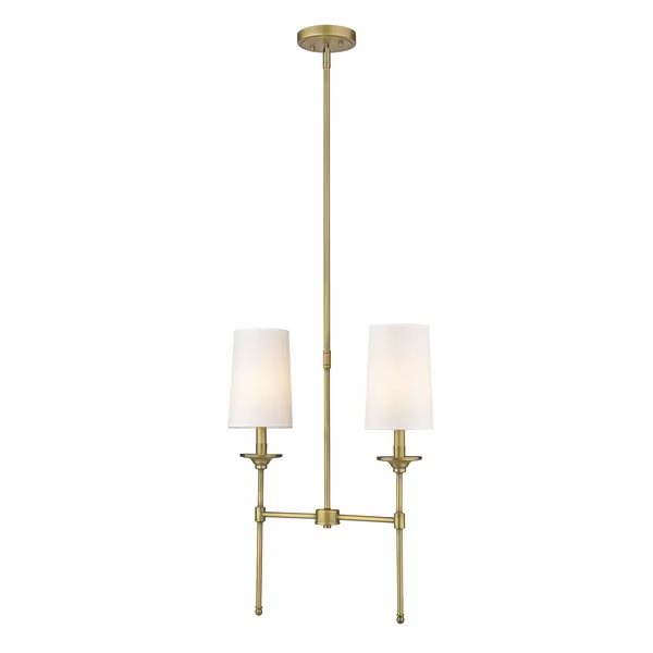 Emily 2 Light Island, Rubbed Brass & Off White, Z-Lite, Mfr#: 3033-2L-RB