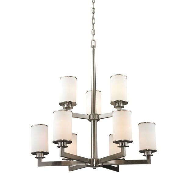 Savannah 9 Light Chandelier, Brushed Nickel & Matte Opal, Z-Lite, Mfr#: 412-9