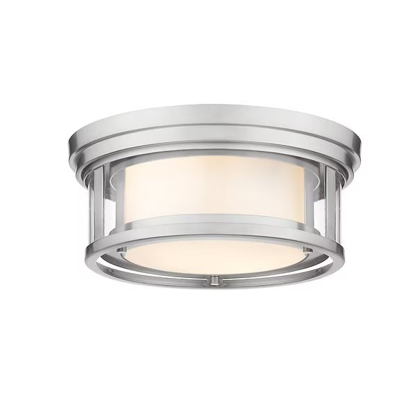 Willow 2 Light Flush Mount, Brushed Nickel, Inner White & Outer Clear, Z-Lite, Mfr#: 426F12-BN