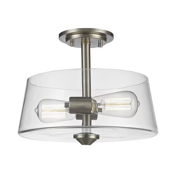 Annora 2 Light Semi Flush Mount, Brushed Nickel & Clear, Z-Lite, Mfr#: 428SF2-BN