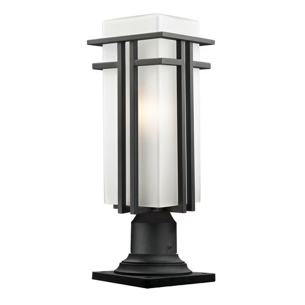 Abbey Outdoor Pier Mount Light, Black & Matte Opal, Z-Lite, Mfr#: 549PHBR-533PM-BK