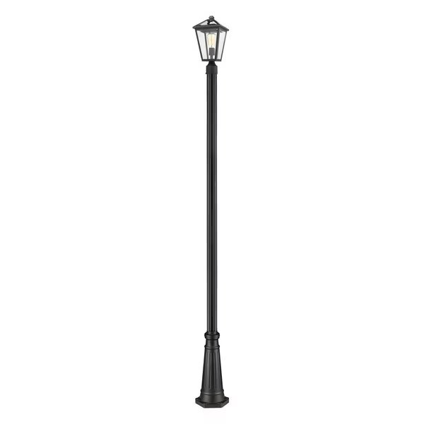 Talbot 1 Light Outdoor Post Mounted Fixture, Black & Clear Beveled, Z-Lite, Mfr#: 579PHMR-519P-BK