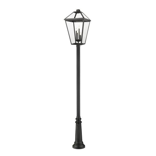 Talbot 4 Light Outdoor Post Mounted Fixture, Black & Clear Beveled, Z-Lite, Mfr#: 579PHXLXR-511P-BK