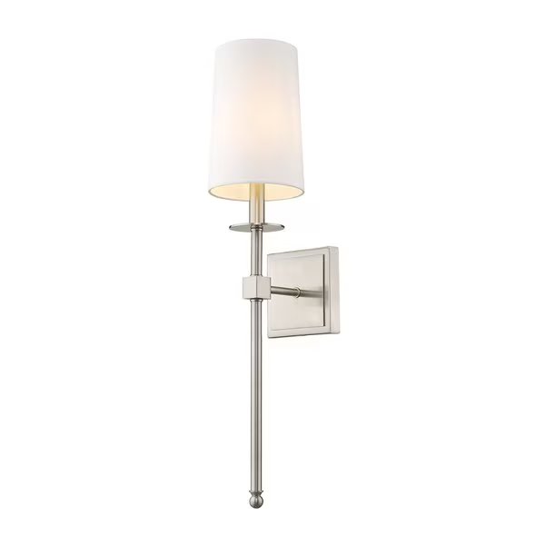 Camila 1 Light Wall Sconce, Brushed Nickel & White, Z-Lite, Mfr#: 811-1S-BN