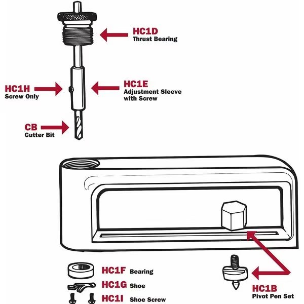 Hole Cutter Shoe Screw for 1ELG5, 1ELH8, Malco, Mfr#: HC1I