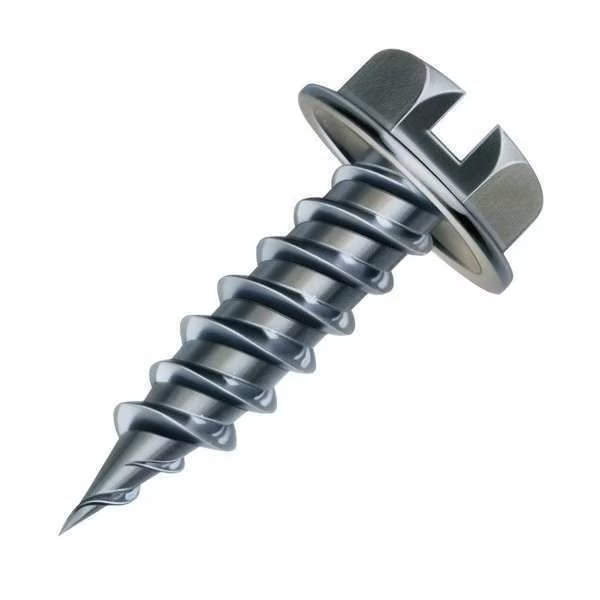 Sheet Metal Screw, #8 x 1 in, Zinc Plated Steel Hex Head External Hex Drive, 500 PK, Malco, Mfr#: HW8X1ZT