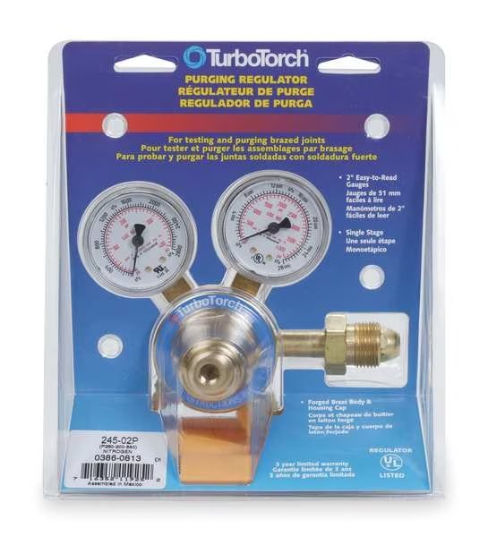 Gas Regulator, Single Stage, CGA-580, 2 to 500 psi, Use With: Nitrogen, Turbotorch, Mfr#: 0386-0814