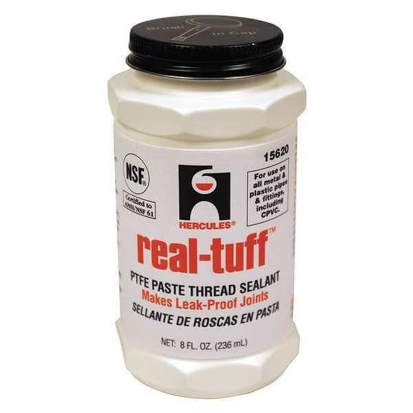 Pipe Thread Sealant 9.6 fl oz, Brush-Top Can, Real Tuff, White, Paste, Hercules, Mfr#: 15620