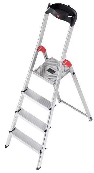 4 ft 7 in Aluminum Platform Stepladder, 330 lb Capacity, Hailo, Mfr#: 8160-407