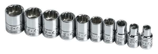 1/4" Drive Socket Set Metric 10 Pieces 5 mm to 14 mm , Chrome, Sk Professional Tools, Mfr#: 1340