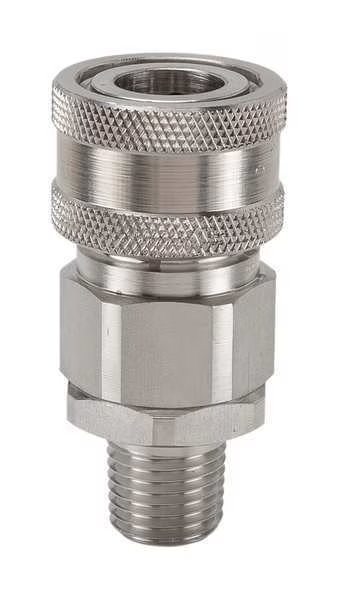 Hydraulic Quick Connect Hose Coupling, 316 Stainless Steel Body, Sleeve Lock, 1/4"-18 Thread Size, Snap-Tite, Mfr#: SVHC4-4M