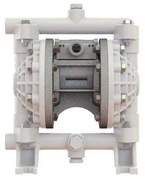 Double Diaphragm Pump, Polypropylene, Air Operated, Santoprene, 11 GPM, Versa-Matic, Mfr#: E5PP6X659D
