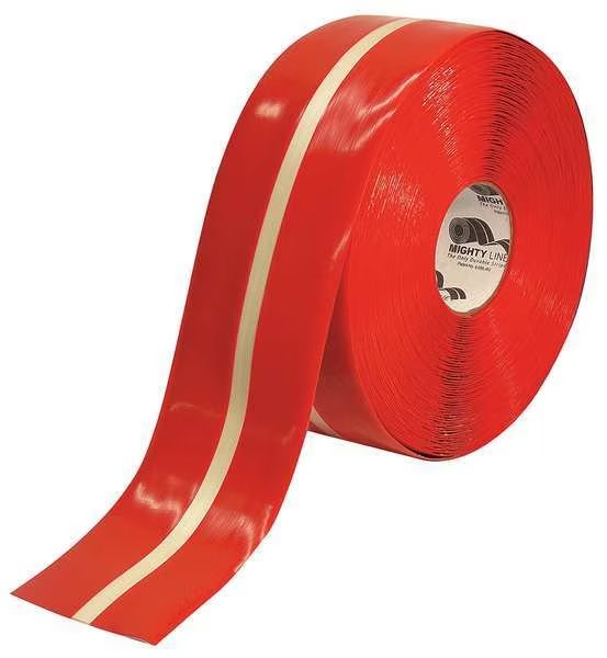 Ind Floor Tape, Roll, Red/Phosphorescent, Mighty Line, Mfr#: 4RRLUMCTR
